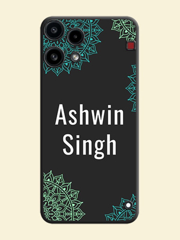 Your Name with Floral Design On Space Black Custom Soft Matte Mobile Back Cover - Nothing Phone 3A Lite 5G