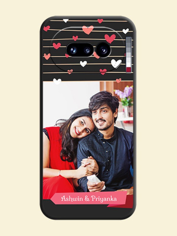 Love Pattern with Name on Pink Ribbon on Photo On Space Black Custom Soft Matte Mobile Back Cover - Nothing Phone 4A 5G