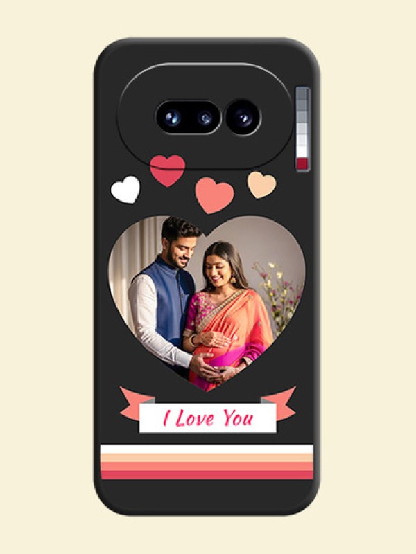 Love Shaped Photo with Colorful Stripes On Space Black Custom Soft Matte Mobile Back Cover - Nothing Phone 4A 5G