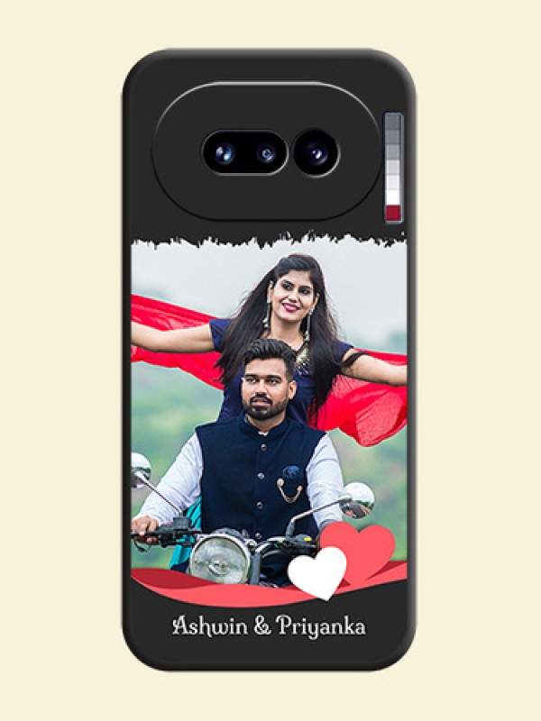 Pin Color Love Shaped Ribbon Design with Text On Space Black Custom Soft Matte Mobile Back Cover - Nothing Phone 4A 5G