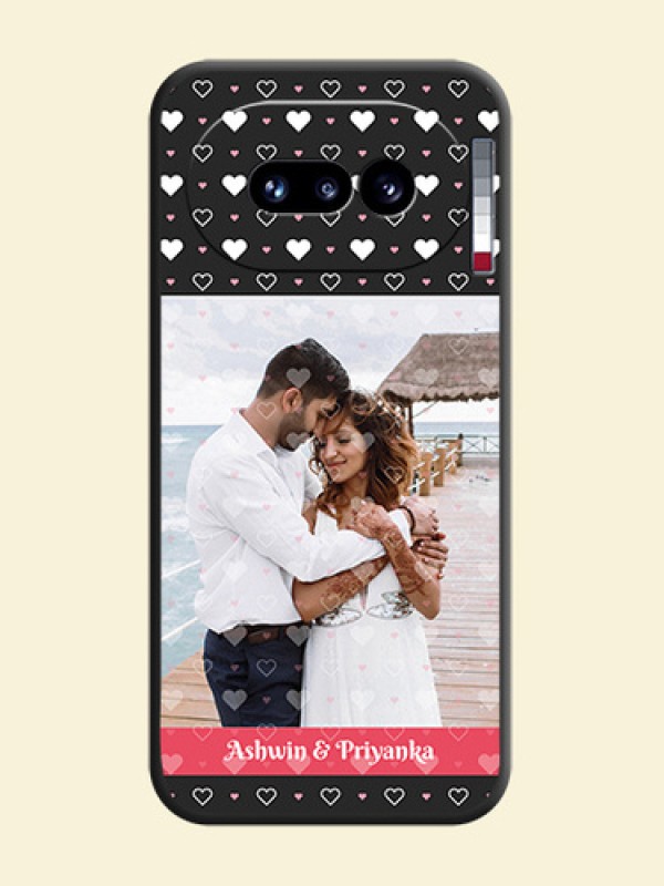 White Color Love Symbols with Text Design on Photo On Space Black Custom Soft Matte Mobile Back Cover - Nothing Phone 4A 5G