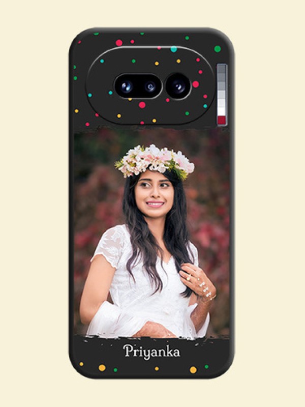 Multicolor Dotted Pattern with Text On Space Black Custom Soft Matte Mobile Back Cover - Nothing Phone 4A 5G