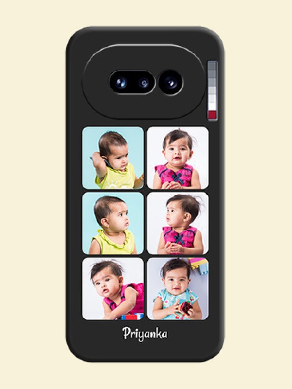 Floral Art with 6 Image Holder on Photo On Space Black Custom Soft Matte Mobile Back Cover - Nothing Phone 4A 5G