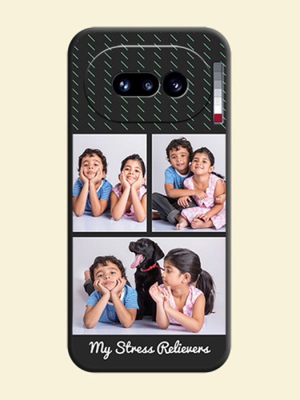 Cross Dotted Pattern with 2 Image Holder On Space Black Custom Soft Matte Mobile Back Cover - Nothing Phone 4A 5G