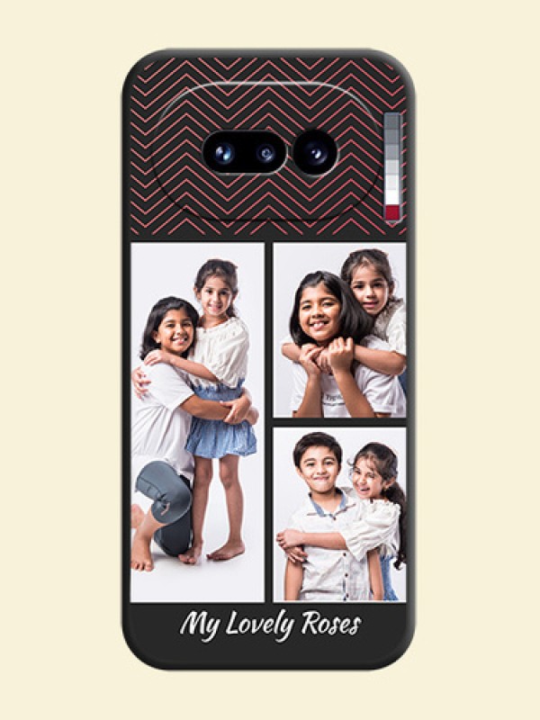 Wave Pattern with 3 Image Holder On Space Black Custom Soft Matte Mobile Back Cover - Nothing Phone 4A 5G