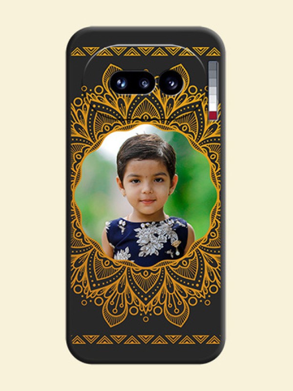 Round Image with Floral Design On Space Black Custom Soft Matte Mobile Back Cover - Nothing Phone 4A 5G