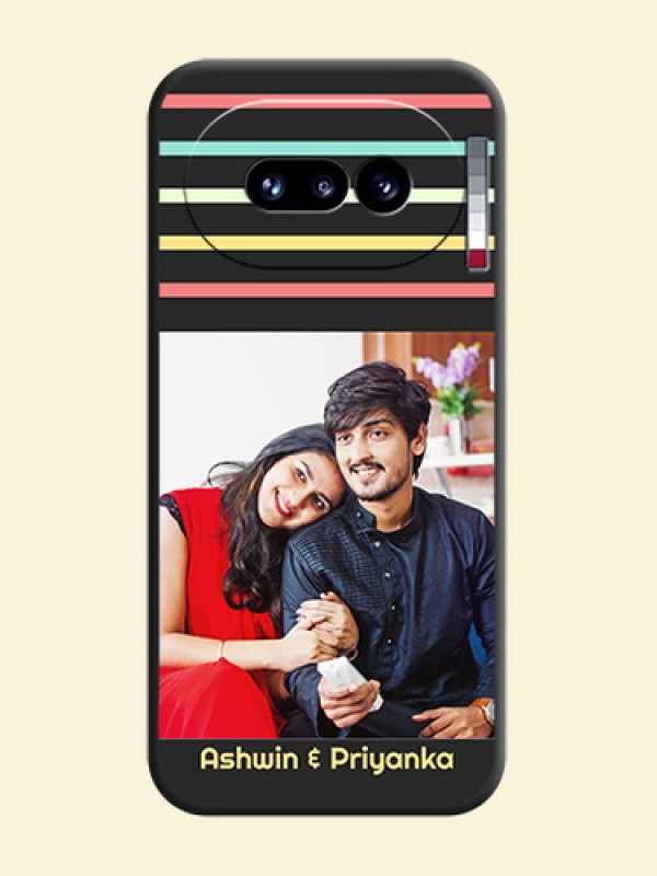 Color Stripes with Photo and Text on Photo On Space Black Custom Soft Matte Mobile Back Cover - Nothing Phone 4A 5G