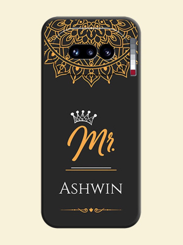Mr Name with Floral Design On Space Black Custom Soft Matte Mobile Back Cover - Nothing Phone 4A 5G