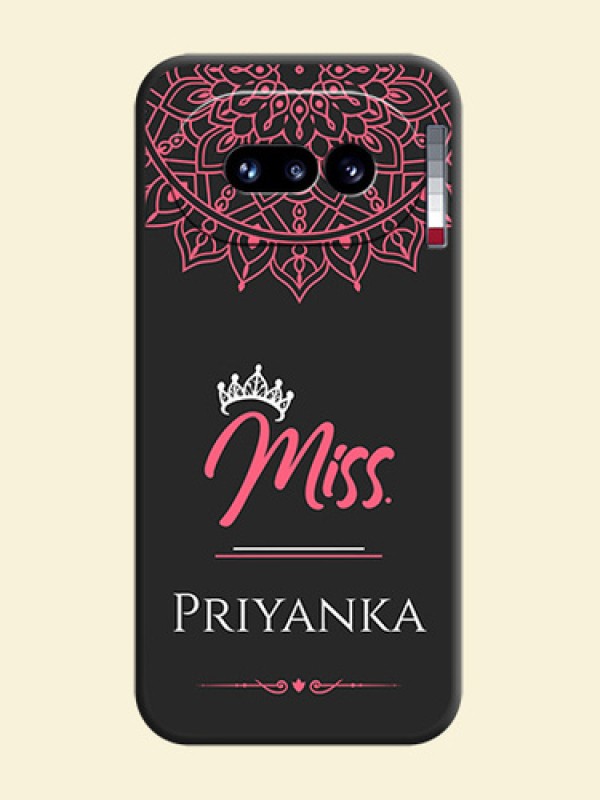 Mrs Name with Floral Design On Space Black Custom Soft Matte Mobile Back Cover - Nothing Phone 4A 5G