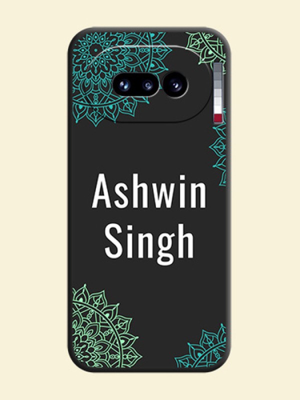 Your Name with Floral Design On Space Black Custom Soft Matte Mobile Back Cover - Nothing Phone 4A 5G