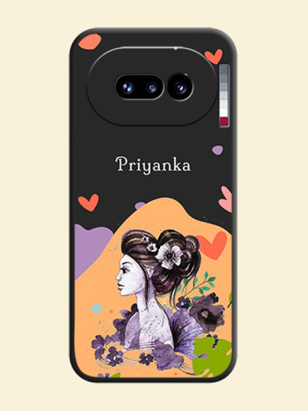 Namecase For Her With Fancy Lady Image On Space Black Custom Soft Matte Mobile Back Cover - Nothing Phone 4A 5G