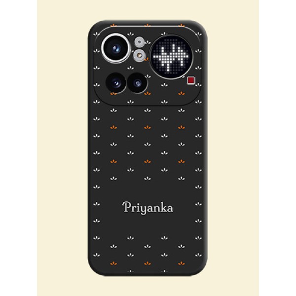 Simple Pattern With Custom Text On Space Black Custom Soft Matte Mobile Back Cover - Nothing Phone 4A Pro 5G