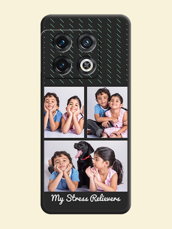 Cross Dotted Pattern with 2 Image Holder  on Personalised Space Black Soft Matte Cases - OnePlus 10 Pro 5G