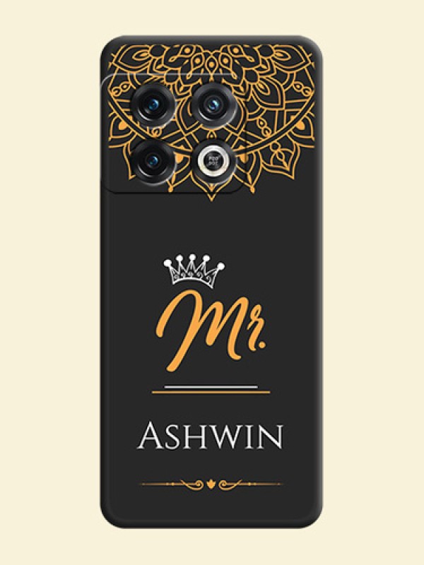 Mr Name with Floral Design  on Personalised Space Black Soft Matte Cases - OnePlus 10 Pro 5G