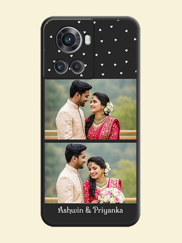 Miniature Love Symbols with Name on Space Black Custom Soft Matte Back Cover - OnePlus 10R 5G