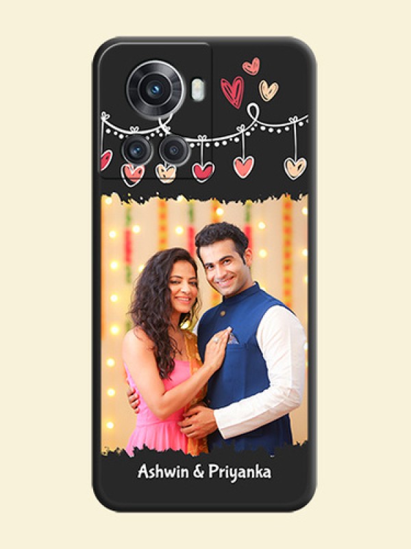 Pink Love Hangings with Name on Space Black Custom Soft Matte Phone Cases - OnePlus 10R 5G