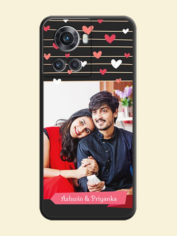 Love Pattern with Name on Pink Ribbon  on Photo on Space Black Soft Matte Back Cover - OnePlus 10R 5G