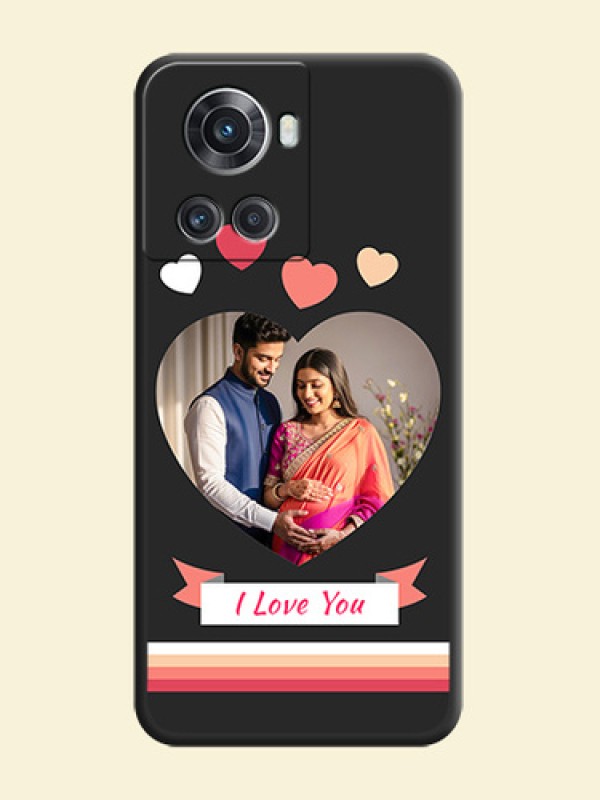 Love Shaped Photo with Colorful Stripes on Personalised Space Black Soft Matte Cases - OnePlus 10R 5G