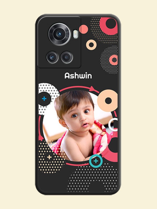 Multicoloured Round Image on Personalised Space Black Soft Matte Cases - OnePlus 10R 5G