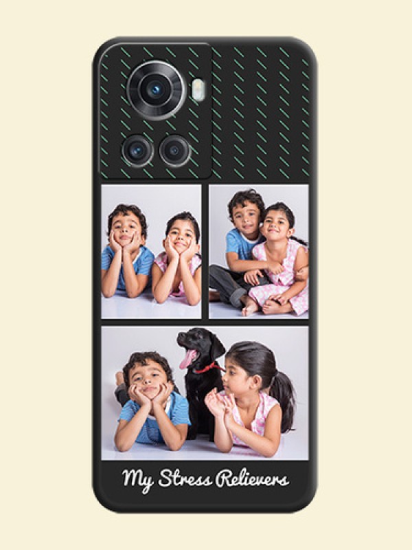 Cross Dotted Pattern with 2 Image Holder  on Personalised Space Black Soft Matte Cases - OnePlus 10R 5G