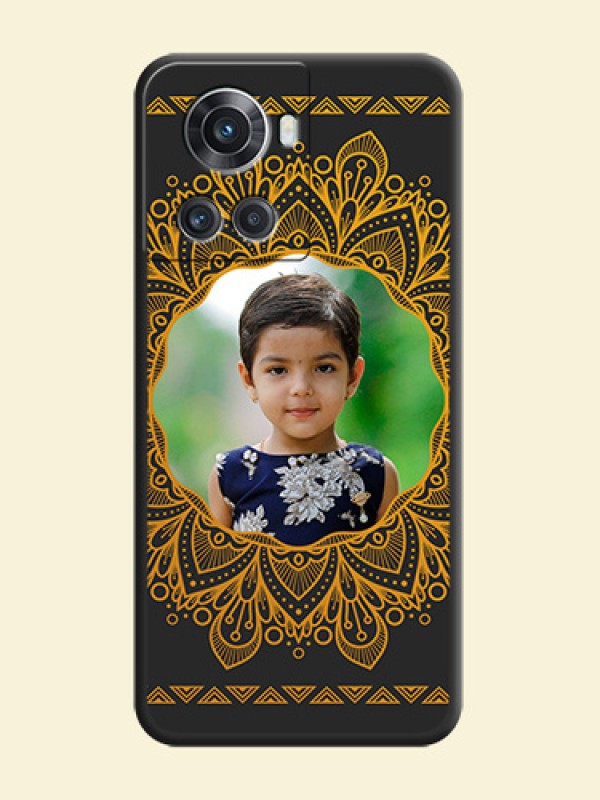 Round Image with Floral Design on Photo on Space Black Soft Matte Mobile Cover - OnePlus 10R 5G