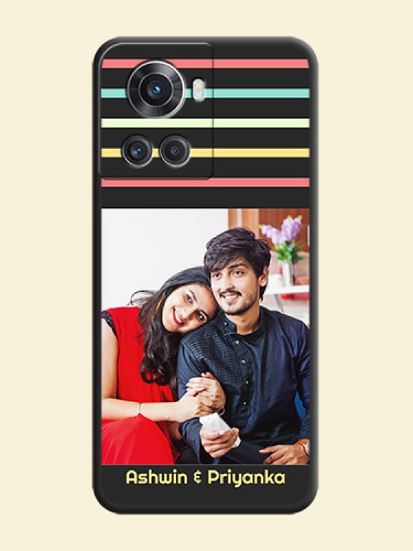 Color Stripes with Photo and Text on Photo on Space Black Soft Matte Mobile Case - OnePlus 10R 5G