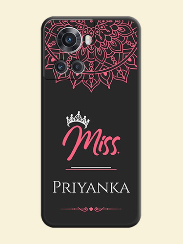 Mrs Name with Floral Design on Space Black Personalized Soft Matte Phone Covers - OnePlus 10R 5G