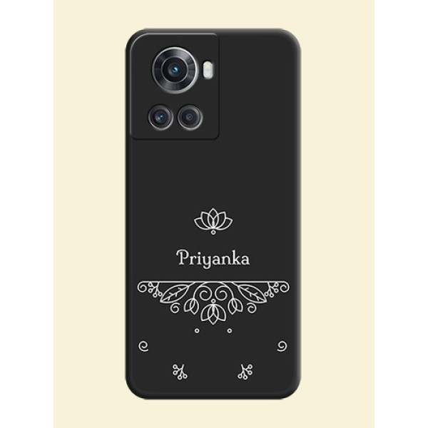 Lotus Garden Custom Text On Space Black Personalized Soft Matte Phone Covers -Oneplus 10R 5G
