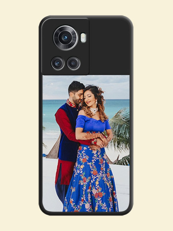 Image Upload With Space Black Color On Custom Soft Matte Mobile Back Cover - OnePlus 10R 5G