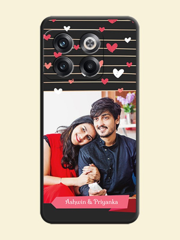 Love Pattern with Name on Pink Ribbon  on Photo on Space Black Soft Matte Back Cover - OnePlus 10T 5G