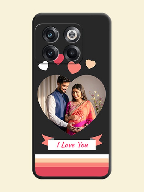 Love Shaped Photo with Colorful Stripes on Personalised Space Black Soft Matte Cases - OnePlus 10T 5G