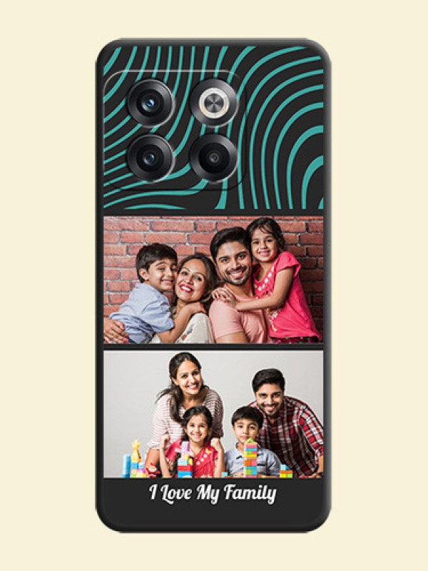 Wave Pattern with 2 Image Holder on Space Black Personalized Soft Matte Phone Covers - OnePlus 10T 5G