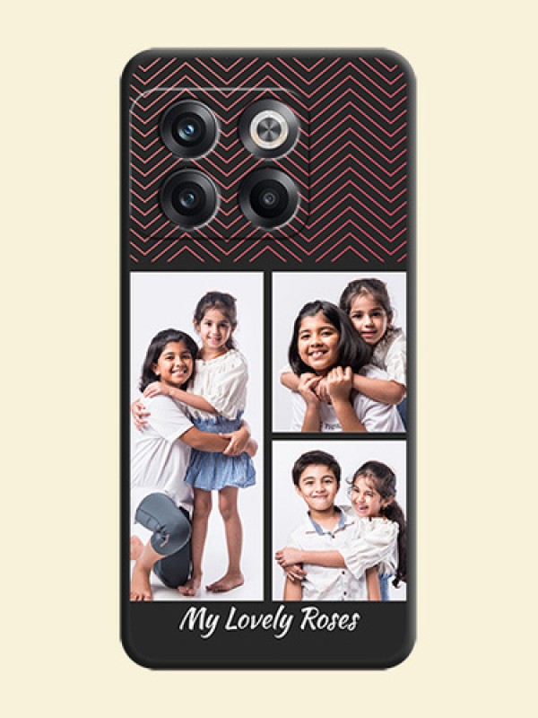Wave Pattern with 3 Image Holder on Space Black Custom Soft Matte Back Cover - OnePlus 10T 5G