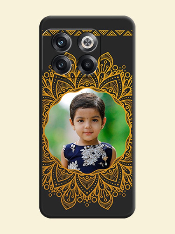 Round Image with Floral Design on Photo on Space Black Soft Matte Mobile Cover - OnePlus 10T 5G