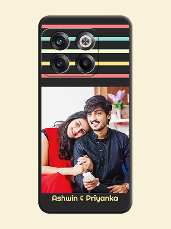 Color Stripes with Photo and Text on Photo on Space Black Soft Matte Mobile Case - OnePlus 10T 5G