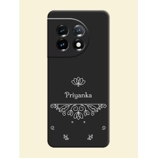 Lotus Garden Custom Text On Space Black Personalized Soft Matte Phone Covers -Oneplus 11 5G