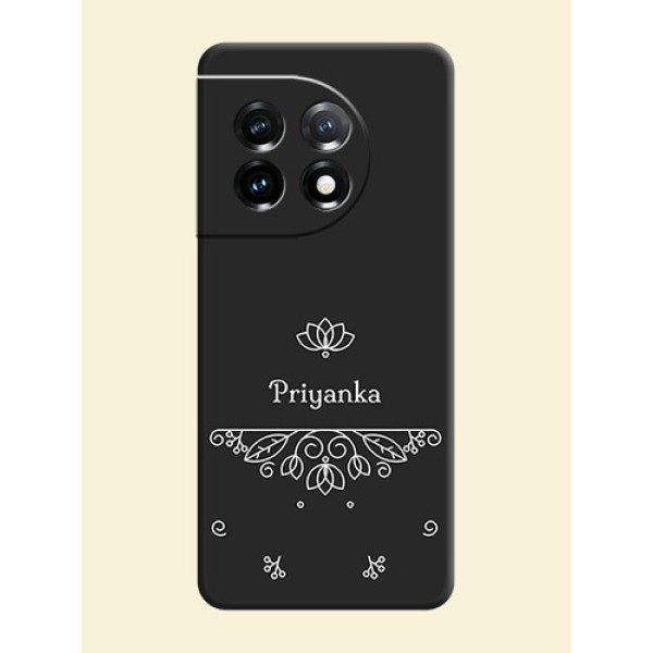 Lotus Garden Custom Text On Space Black Personalized Soft Matte Phone Covers -Oneplus 11 5G