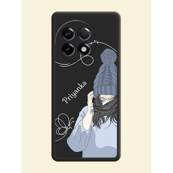 Girl With Blue Winter Outfiit Custom Text Design On Space Black Personalized Soft Matte Phone Covers -Oneplus 11R 5G Girl With Blue Winter Outfiit Custom Text Design On Space Black Personalized Soft Matte Phone Covers -Oneplus 11R 5G
