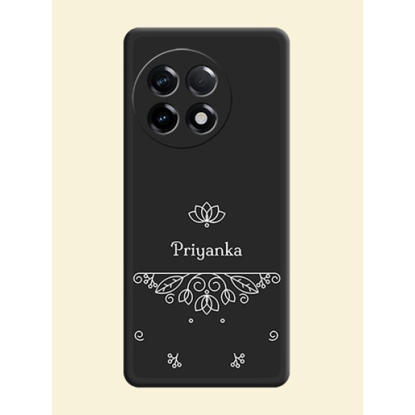 Lotus Garden Custom Text On Space Black Personalized Soft Matte Phone Covers -Oneplus 11R 5G
