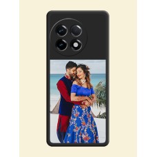 Image Upload With Space Black Color On Custom Soft Matte Mobile Back Cover - OnePlus 11R 5G