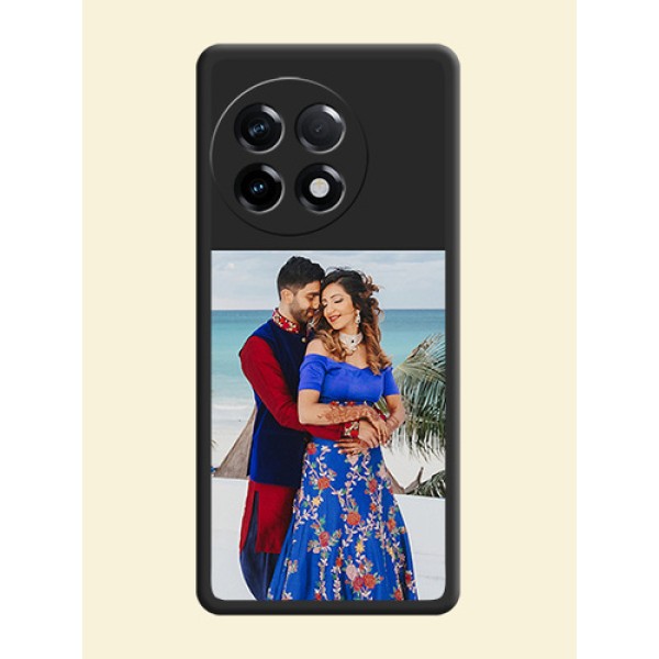 Image Upload With Space Black Color On Custom Soft Matte Mobile Back Cover - OnePlus 11R 5G