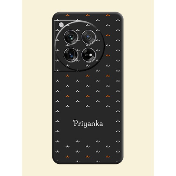 Simple Pattern With Custom Text On Space Black Custom Soft Matte Mobile Back Cover - OnePlus 12 5G