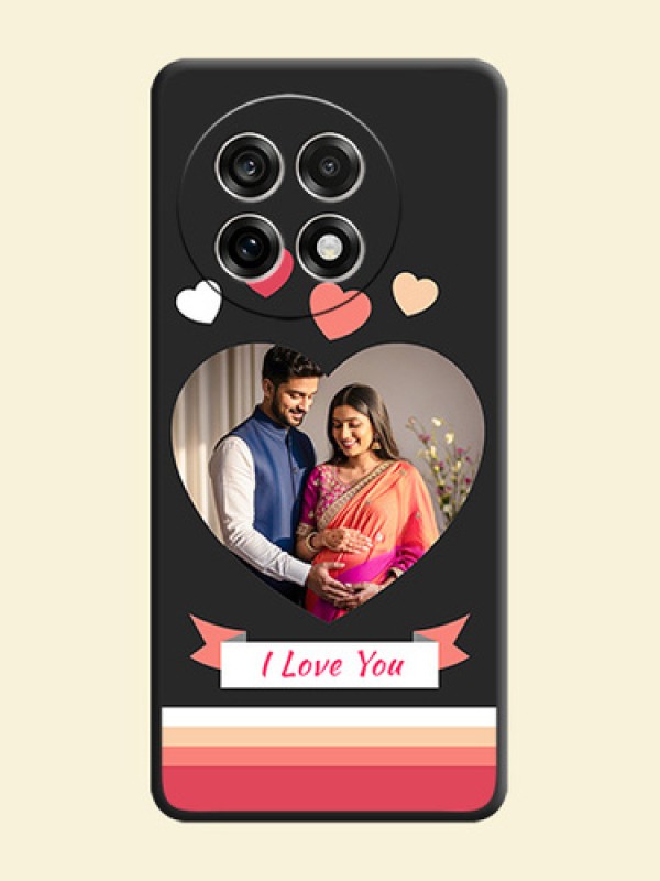 Love Shaped Photo with Colorful Stripes On Space Black Custom Soft Matte Mobile Back Cover - OnePlus 13R 5G
