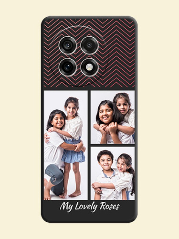 Wave Pattern with 3 Image Holder On Space Black Custom Soft Matte Mobile Back Cover - OnePlus 13R 5G