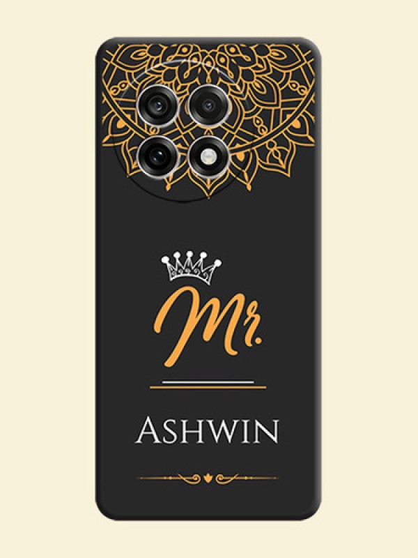 Mr Name with Floral Design On Space Black Custom Soft Matte Mobile Back Cover - OnePlus 13R 5G