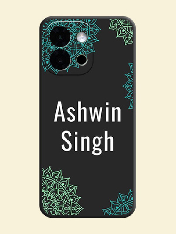 Your Name with Floral Design On Space Black Custom Soft Matte Mobile Back Cover - OnePlus 13s 5G