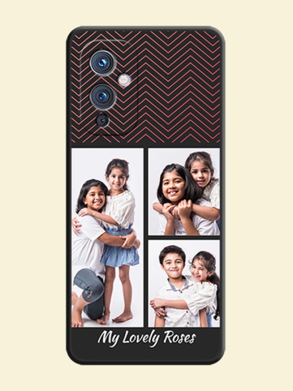 Wave Pattern with 3 Image Holder on Space Black Custom Soft Matte Back Cover - Oneplus 9 5G