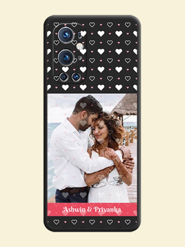 White Color Love Symbols with Text Design on Photo on Space Black Soft Matte Phone Cover - Oneplus 9 Pro 5G