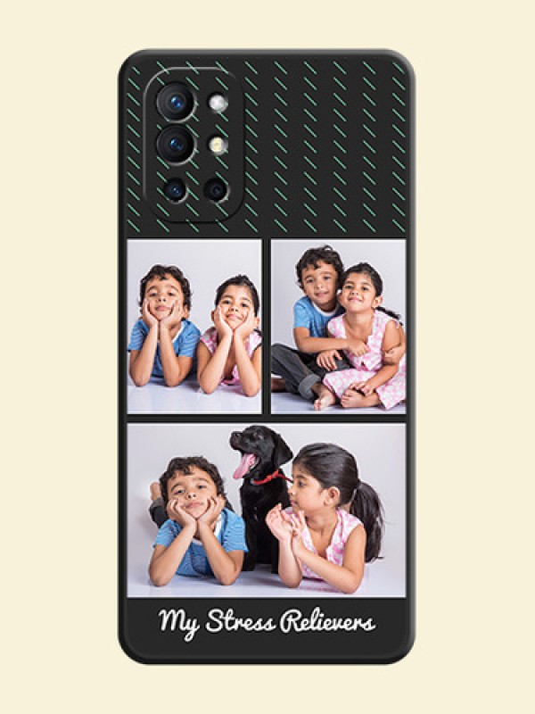 Cross Dotted Pattern with 2 Image Holder  on Personalised Space Black Soft Matte Cases - Oneplus 9R 5G