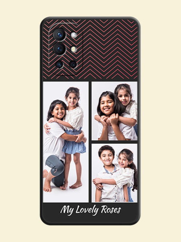 Wave Pattern with 3 Image Holder on Space Black Custom Soft Matte Back Cover - Oneplus 9R 5G